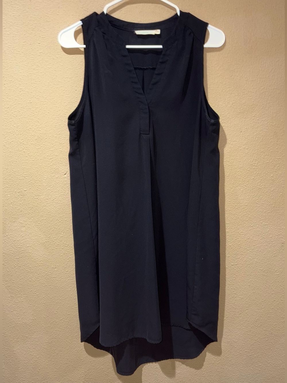 Lush Sleeveless Semi-Sheer V-Neck Black Women’s Tunic/Short Dress Large